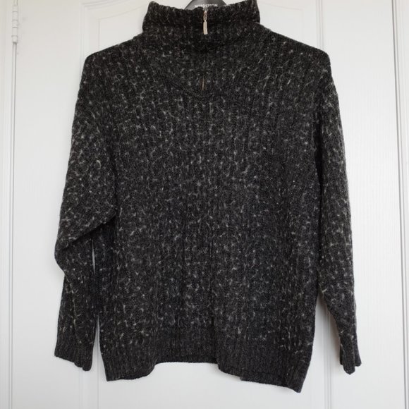 engbers grey zip turtleneck textured wool blend sweater size  L - Picture 2 of 13
